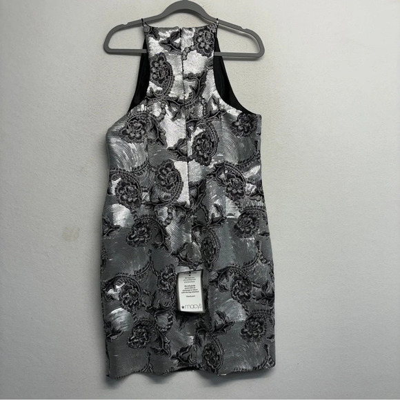 NWT CALVIN KLEIN SILVER SEQUIN FLORAL FITTED HALTER PARTY COCKTAIL MIDI DRESS 14 - Picture 7 of 14